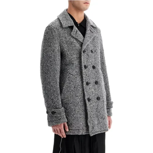 Herringbone Wool Caban Coat , male, Sizes: M, L, S - Comme des Garçons - Modalova