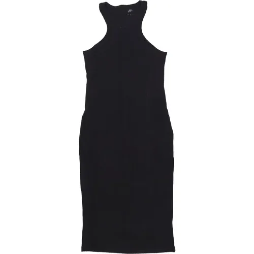 Ripp Midi Kleid Schwarz , Damen, Größe: M - Nike - Modalova