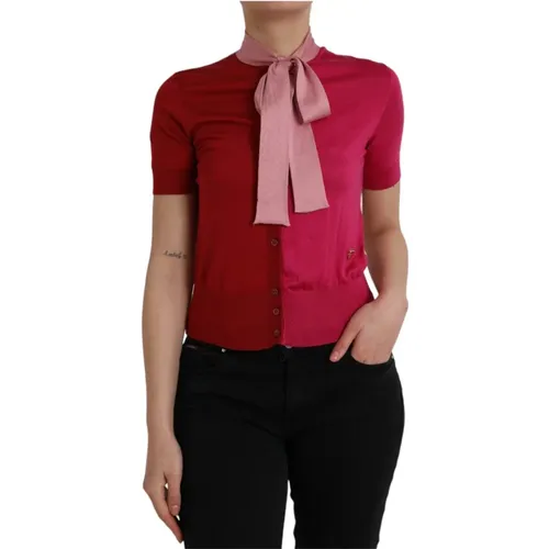 Rosa Seidenbluse mit Ascot-Kragen - Dolce & Gabbana - Modalova