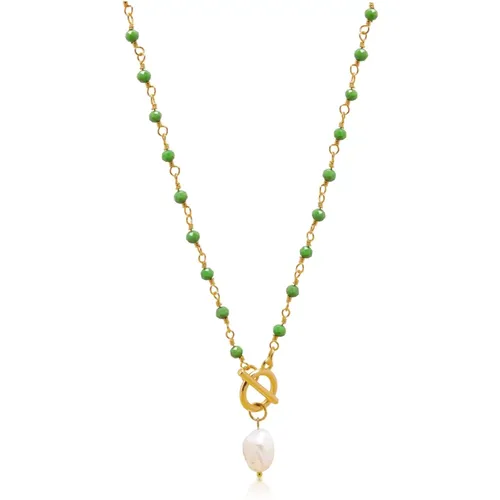 Women's CZ Wrap Necklace with Pearl , female, Sizes: ONE SIZE - Nialaya - Modalova