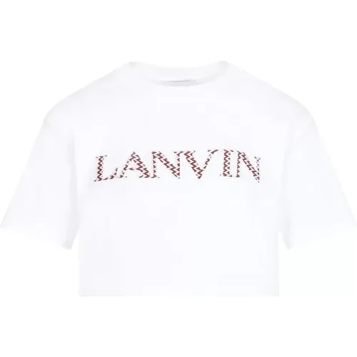 Cotton Embroidered Cropped T-Shirt , female, Sizes: S, XS - Lanvin - Modalova