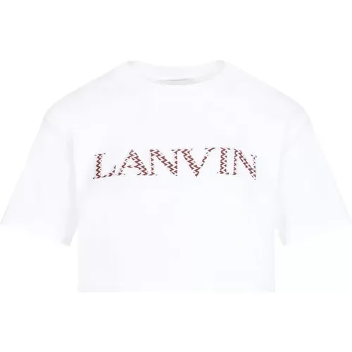 Cotton Embroidered Cropped T-Shirt , female, Sizes: S, XS, M - Lanvin - Modalova