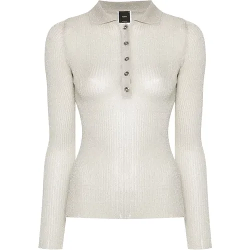 Stylish Polo Shirt in /Silver , female, Sizes: S - pinko - Modalova