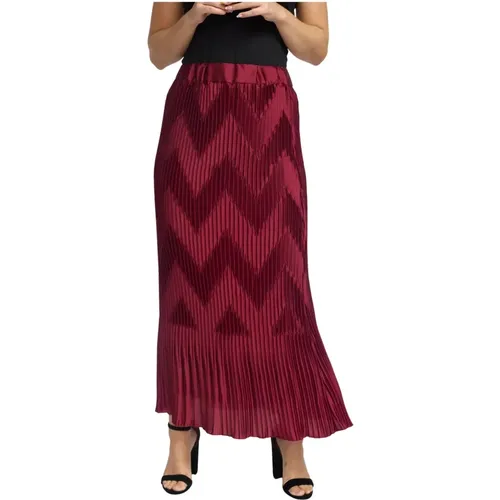 Roter Plissierter Maxi-Rock Zigzag Stretch - 2-Biz - Modalova