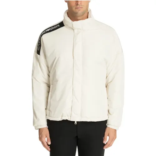 Snap-Zip Plain Logo Pockets Down Jacket , male, Sizes: M - Emporio Armani EA7 - Modalova