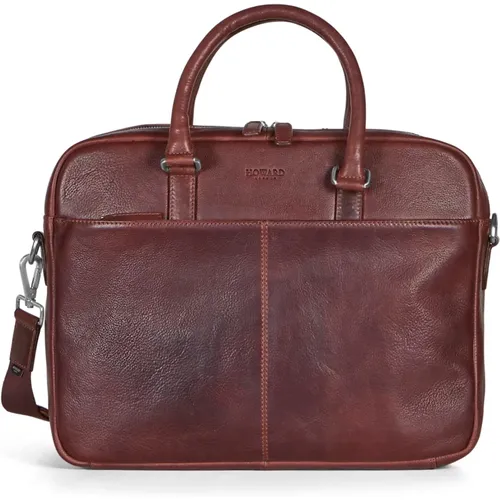 Braune Leder-Laptop-Business-Tasche , Herren, Größe: ONE Size - Howard London - Modalova