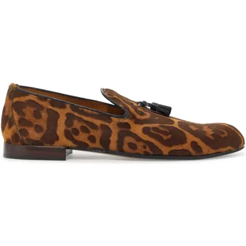 Animal Print Calfskin Moccasins with Tassels , male, Sizes: 6 UK, 7 UK, 8 UK - Tom Ford - Modalova