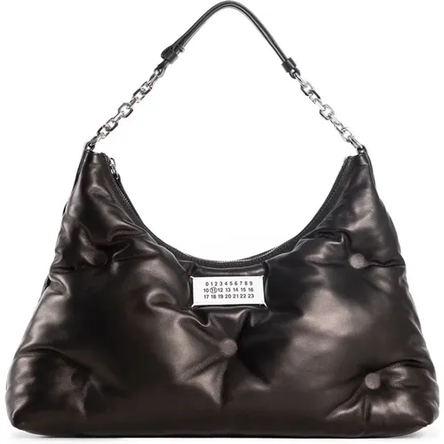 Leather Hobo Bag with Chain , female, Sizes: ONE SIZE - Maison Margiela - Modalova