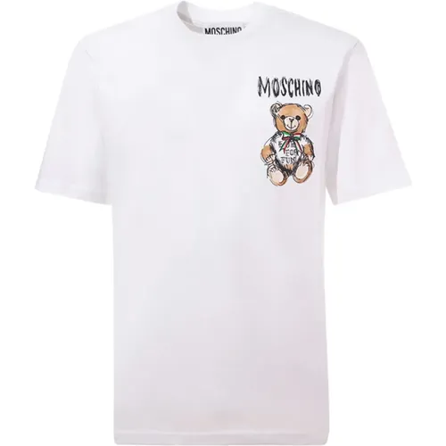 Weißes Logo-Print T-Shirt , Herren, Größe: XL - Moschino - Modalova