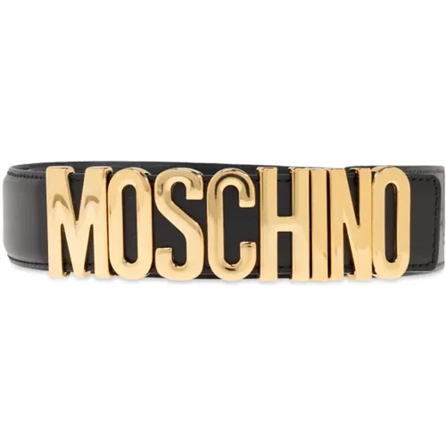 Leather belt with logo , female, Sizes: S - Moschino - Modalova