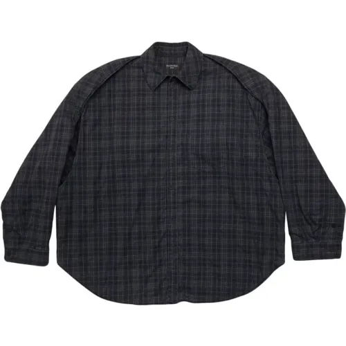 Stylish Checked-Pattern Long-Sleeve Shirt , male, Sizes: M - Balenciaga - Modalova
