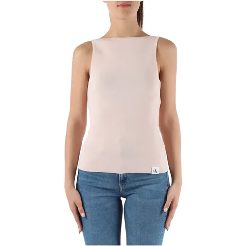 Open back viscose top , female, Sizes: S, XS - Calvin Klein Jeans - Modalova