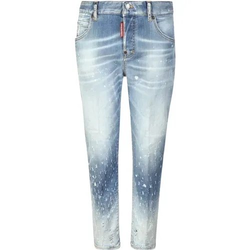 Distressed Skinny Leather Jeans , female, Sizes: 2XS - Dsquared2 - Modalova