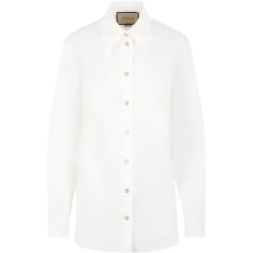 Buttoned-up cotton shirt , female, Sizes: XS - Gucci - Modalova