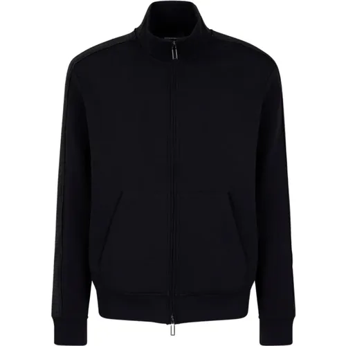 Navy Full Zip Sweatshirt , male, Sizes: L, S - Emporio Armani - Modalova
