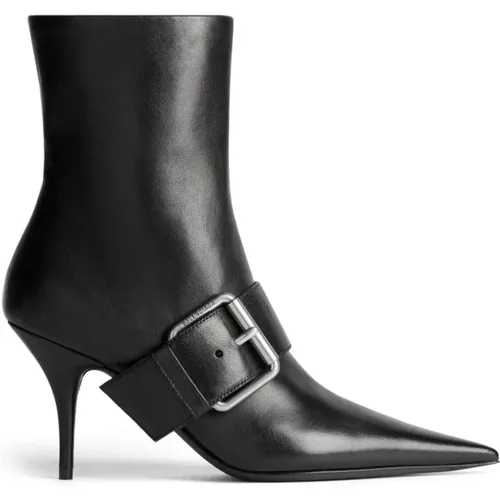 Schwarze Leder Schnalle Knöchelstiefel,Leder Stiefeletten mit Maxi-Schnalle - Balenciaga - Modalova