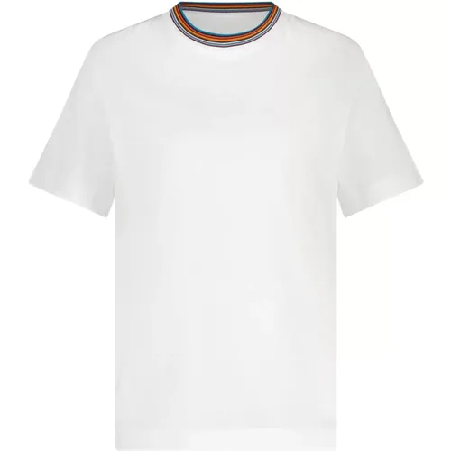Bequemes Baumwoll-T-Shirt mit gestreiftem Kragen - PS By Paul Smith - Modalova
