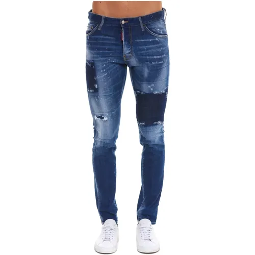 CO Distressed Slim-Fit Jeans , male, Sizes: S - Dsquared2 - Modalova