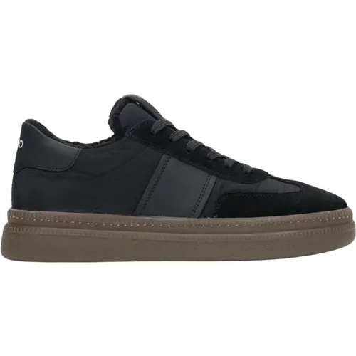 Schwarze Winter Low-Top Sneakers für Damen mit Fellfutter , Damen, Größe: 40 EU - Estro - Modalova