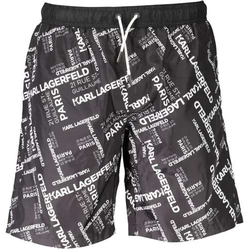 Herren Badebekleidung Lange Boxershorts Schwarz , Herren, Größe: M - Karl Lagerfeld - Modalova