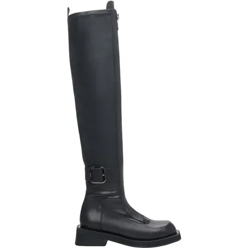 Women`s High Boots with Elastic Shaft & Decorative Buckle Er00113890 , female, Sizes: 5 UK, 3 UK, 4 UK - Estro - Modalova