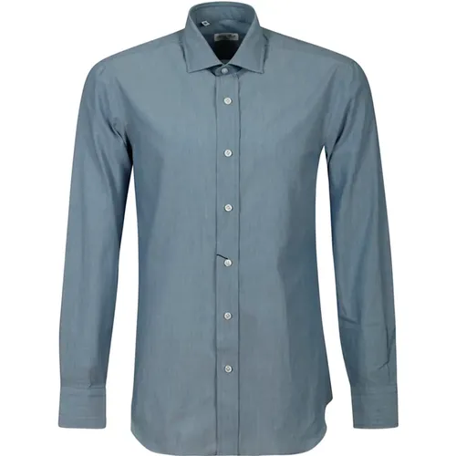 Denim Effect Cotton Shirt with Mother-of-Pearl Buttons , male, Sizes: 3XL, 2XL, 4XL, XL - Salvatore Piccolo - Modalova
