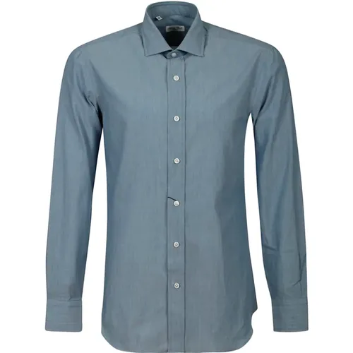 Denim Effect Cotton Shirt with Mother-of-Pearl Buttons , male, Sizes: XL - Salvatore Piccolo - Modalova