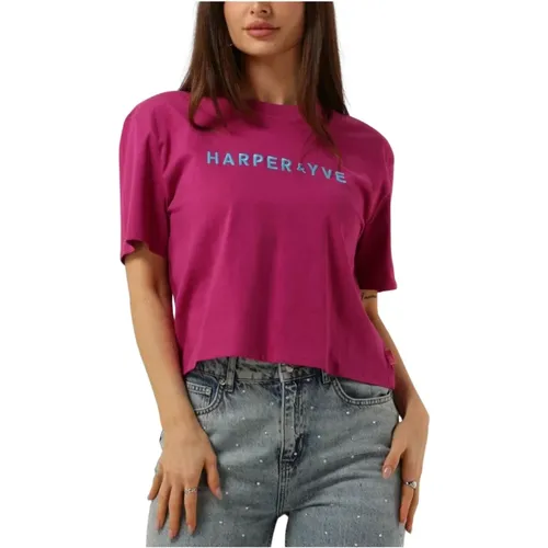 Lila Trendy T-shirt Harper-ss , Damen, Größe: XL - Harper & Yve - Modalova