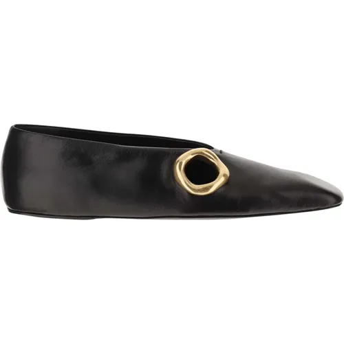 Leder Ballett Flats mit Gold Detail - Jil Sander - Modalova