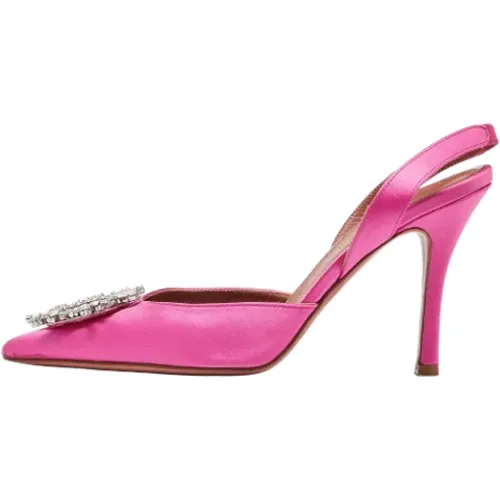 Pre-owned Satin heels , female, Sizes: 4 1/2 UK - Amina Muaddi Pre-owned - Modalova