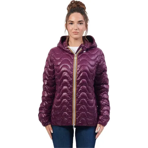 Lila Wellen Steppjacke , Damen, Größe: L - K-way - Modalova