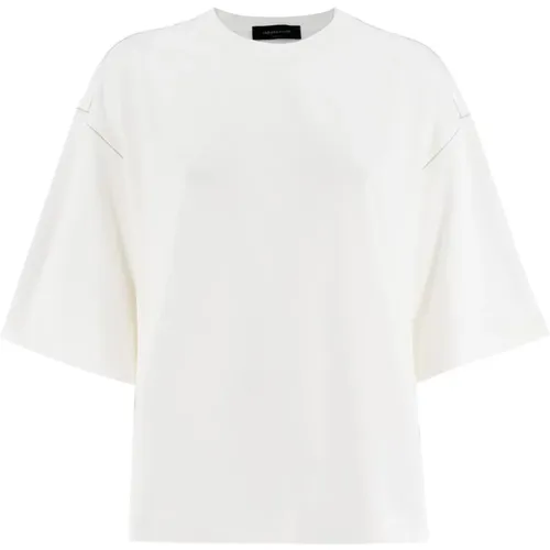 Elegantes T-Shirt mit Diamantstickerei , Damen, Größe: XS - Fabiana Filippi - Modalova