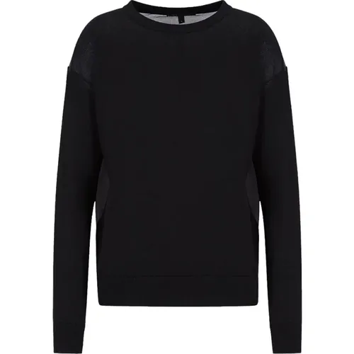 Cotton-Blend Crewneck Sweater with Logo , female, Sizes: M, L, XL - Armani Exchange - Modalova