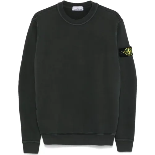 Grauer Pullover mit Signatur-Kompassabzeichen , Herren, Größe: M - Stone Island - Modalova