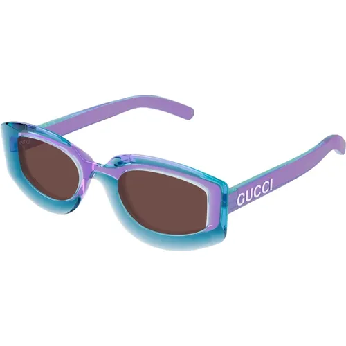 Buntfarbene Mandelförmige Sonnenbrille , Damen, Größe: 51 MM - Gucci - Modalova