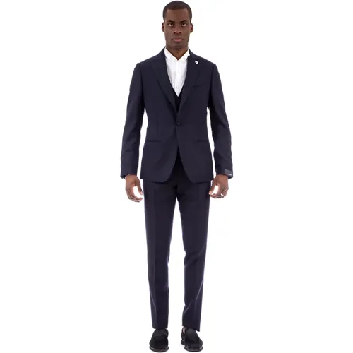 Ceremony Dress with Contrasting Revers and Lined Buttons , male, Sizes: 2XL, S - Lardini - Modalova