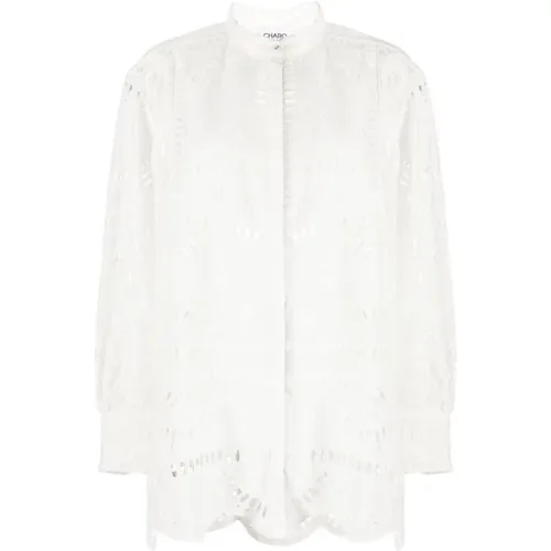 Weißer Pullover mit Ausschnitten und Stehkragen , Damen, Größe: L - Charo Ruiz Ibiza - Modalova
