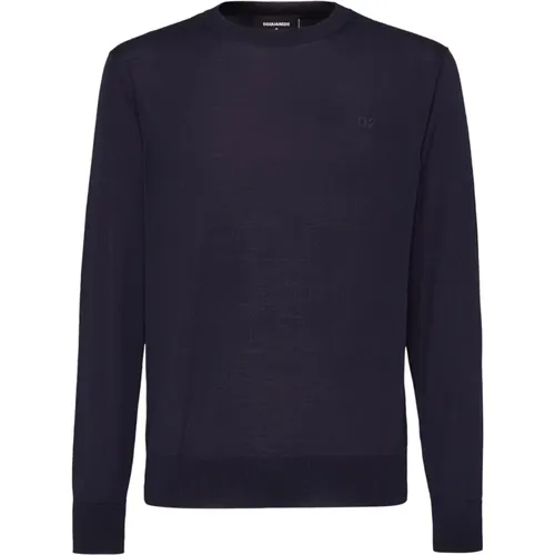 Blauer Basic Pullover Girocollo , Herren, Größe: S - Dsquared2 - Modalova