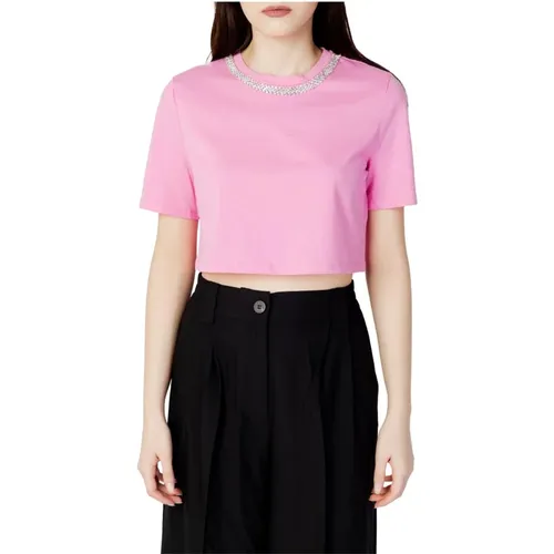 Plain Short Sleeve T-shirt , female, Sizes: L - Only - Modalova