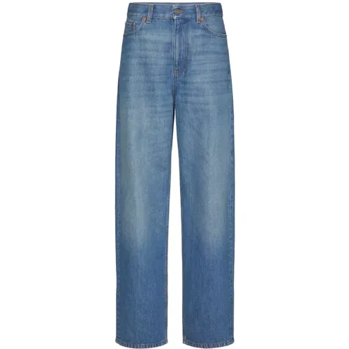 High-waist Loose-fit Jeans aus blauem Denim , Damen, Größe: W26 - Valentino Garavani - Modalova