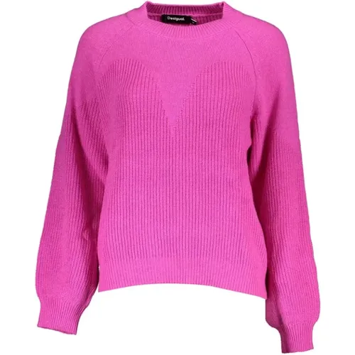 Schicker Rollkragenpullover mit Kontrastdetails , Damen, Größe: L - Desigual - Modalova