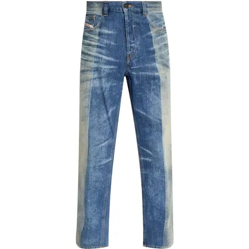 Indigo Distressed Cotton Trousers , male, Sizes: W30, W32 - Diesel - Modalova