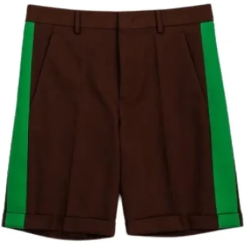 Cotton Shorts with Green Stripes , male, Sizes: M - Valentino - Modalova