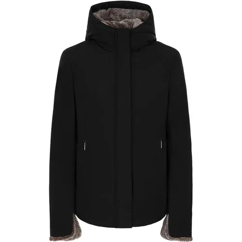 Schwarze Pelzjacke Wendbarer Ärmel , Damen, Größe: XS - Suns - Modalova