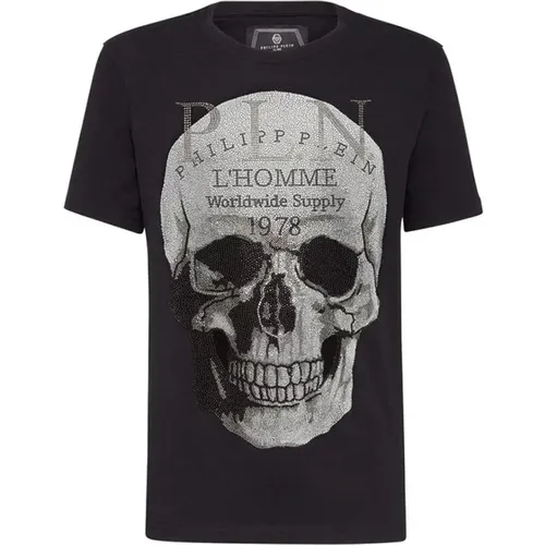 T-Shirt mit Totenkopfdruck , Herren, Größe: 2XL - Philipp Plein - Modalova