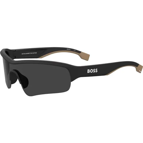 Schwarze/Graue Sonnenbrille , Herren, Größe: ONE Size - Hugo Boss - Modalova