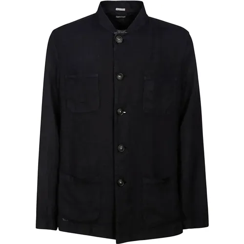 Linen Shirt Jacket Deconstructed Guru Collar , male, Sizes: M, S, L - Massimo Alba - Modalova