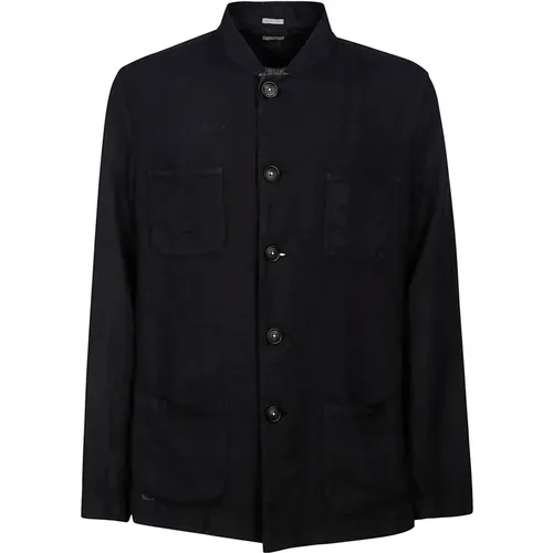 Linen Shirt Jacket Deconstructed Guru Collar , male, Sizes: S - Massimo Alba - Modalova