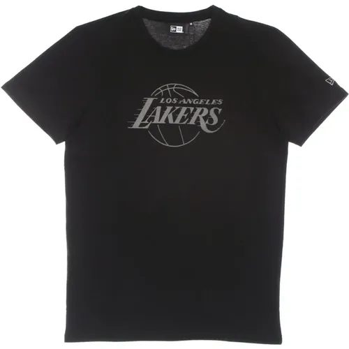 NBA Reflektierendes Lakers Tee Schwarz , Herren, Größe: M - new era - Modalova