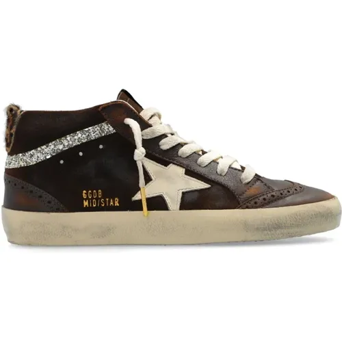 Braune Ledersneakers mit Perforiertem Detail , Damen, Größe: 36 EU - Golden Goose - Modalova